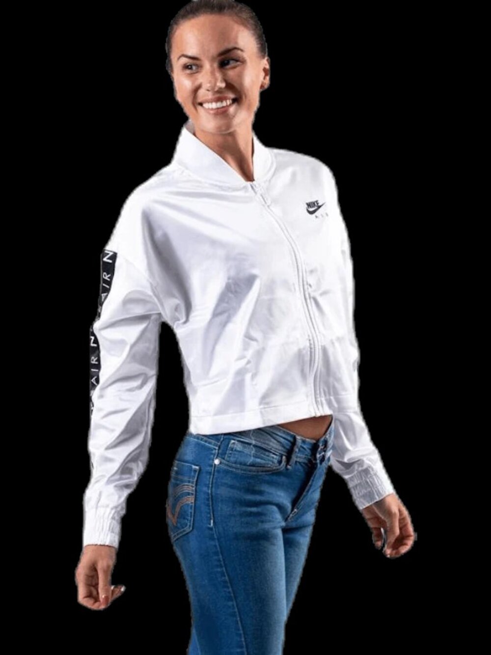 Nike Women's Silver Black Satin Reflective Sports Track Jacket Size 1X